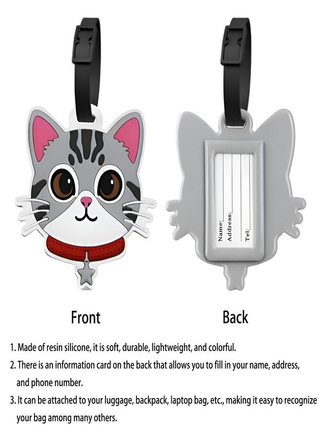 ANINIUCN Luggage Tags for Suitcases - Cute American Shorthair Cat Travel ID Tag, Soft Silicone Animal Bag Tag for Kids, Teens & Adults, Perfect for Backpacks, Gym Bags & Family Vacations - Image 3